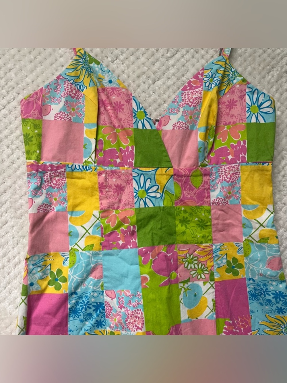 Lilly Pulitzer Vintage Patchwork Dress Colorful Floral Cotton Blend Beach Sz 6 - Picture 5 of 16